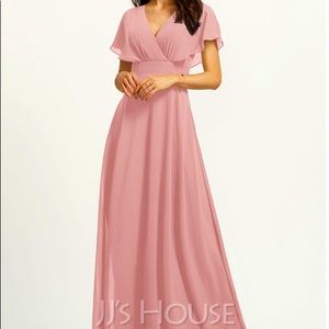 JJ’sHouse Blush Long Bridesmaid Occasion Formal Prom Wedding Guest Dress Size 10